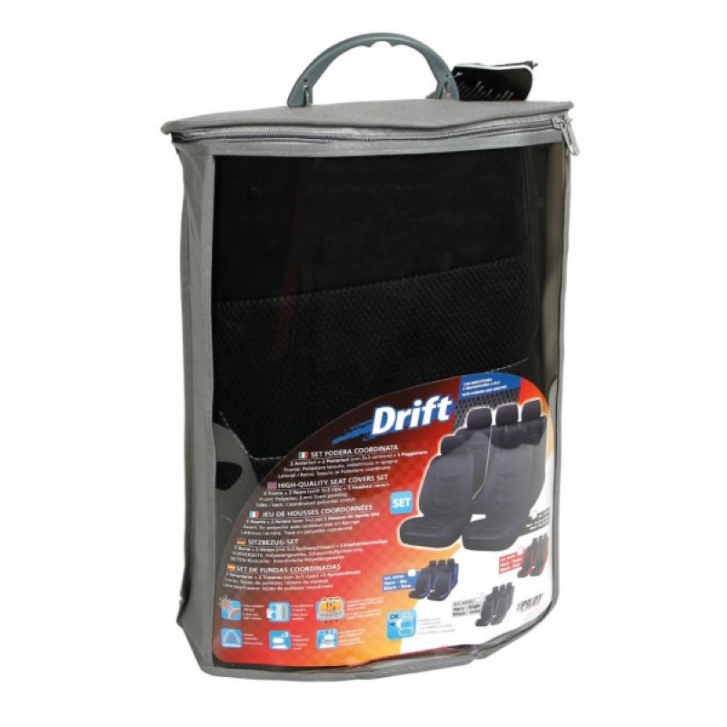 kalymma-kathisma-drift_02 καλύμματα καθισμάτων ντριφτ πολυεστερικά σετ σε χρώμα μαύρο γκρι με 5 προσκέφαλα εικόνα 2